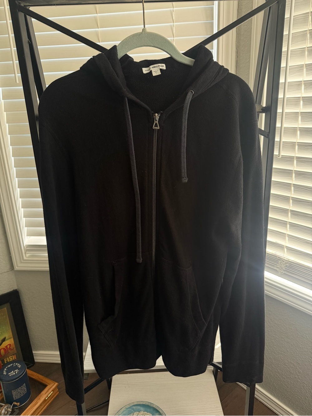 James Perse Black Full-Zip Hoodie Sweater